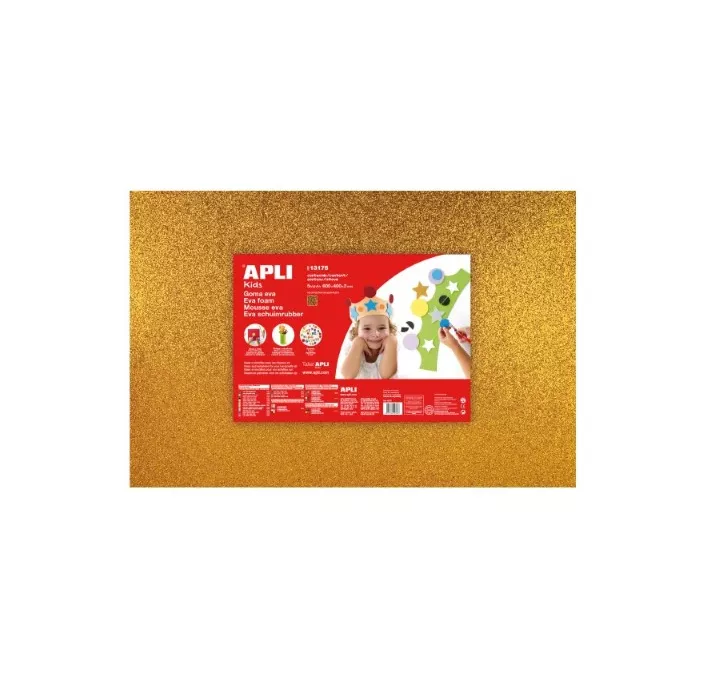 GOMA EVA ORO PURPURINA 40X60 ESPESOR 2MM APLI 13175 13180