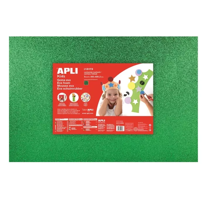 GOMA EVA VERDE PURPURINA 40X60 ESPESOR 2MM APLI 13173 13179