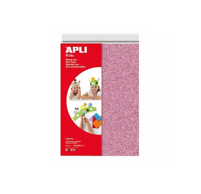 GOMA EVA A4 SURTIDO PURPURINA ESPESOR 2MM 4U. APLI 13171