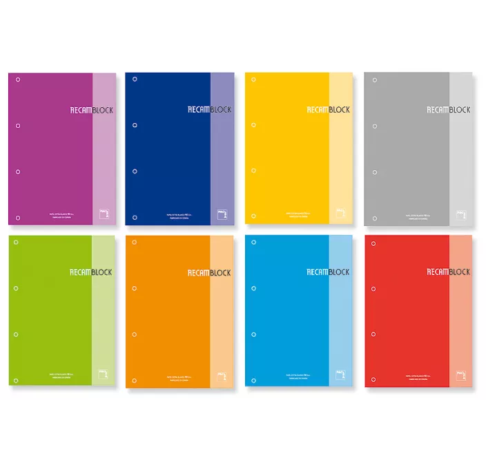 RECAMBIO A4 4 ANILLAS 5X5 100H 90GRS TURQUESA PACSA 21156