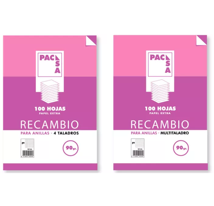 RECAMBIO A4 4 ANILLAS RAYADO 100H 90GRS PACSA 21262