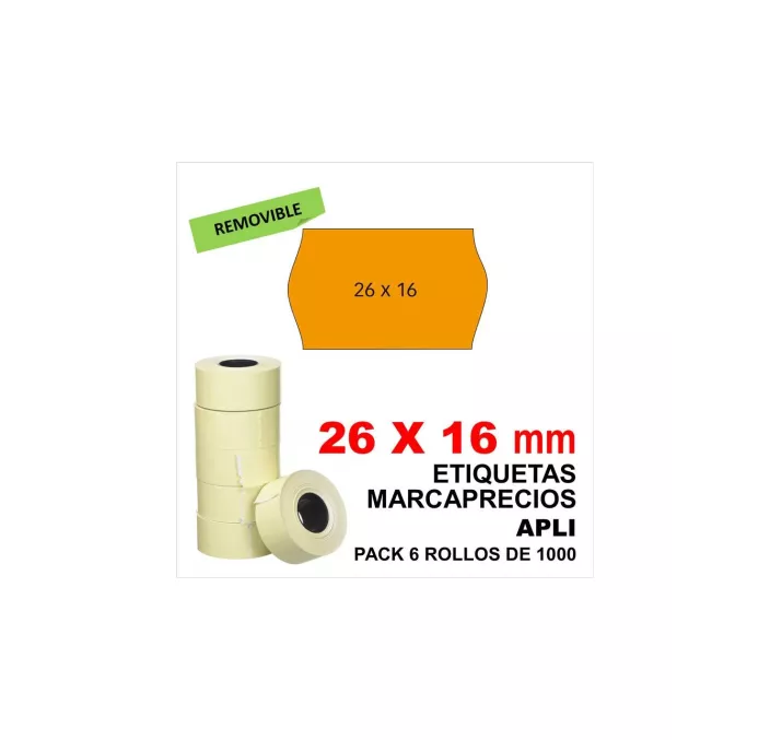ETIQUETA MARCADORA 26X16 REMO. NARANJA PACK. 6 APLI 101719