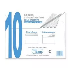 SOBRE BLANCO 176X231 CUARTILLA 10U. SAM 664918