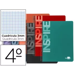 CUADERNO 4º 3X3 80H 60GRS TAPA DURA COLOR LIDERPAPEL 32870