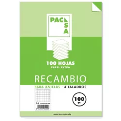 RECAMBIO A4 4 ANILLAS 4X4 100H 100GRS PACSA 21050