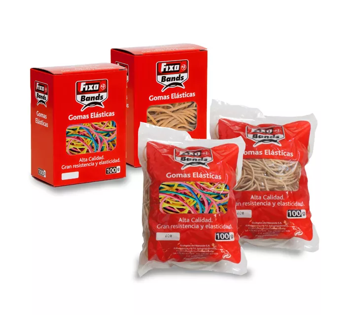 GOMA ELASTICA 100G SURTIDO TAMAÑOS+COLOR FIXO 145099