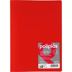 CARPETA 10 FUNDAS Fº POLIPLAS TRANSLUCIDA ROJO GRAFOPLAS 01431251