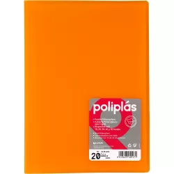 CARPETA 20 FUNDAS Fº NARANJA TRANSLUCIDA POLIPLAS GRAFOPLAS 01451252 145171