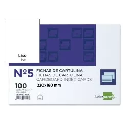 FICHA CARTULINA LISA Nº5 160X220MM 100U LIDERPAPEL FL05 08736