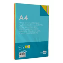 PAPEL A4 100H COLOR FLUORESCENTE SURTIDO LIDERPAPEL PC45