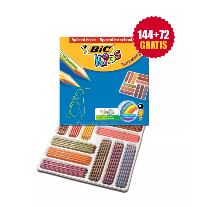 PINTURA MADERA SCHOOLPACK 216 UDS TROPICOLORS 2 BIC