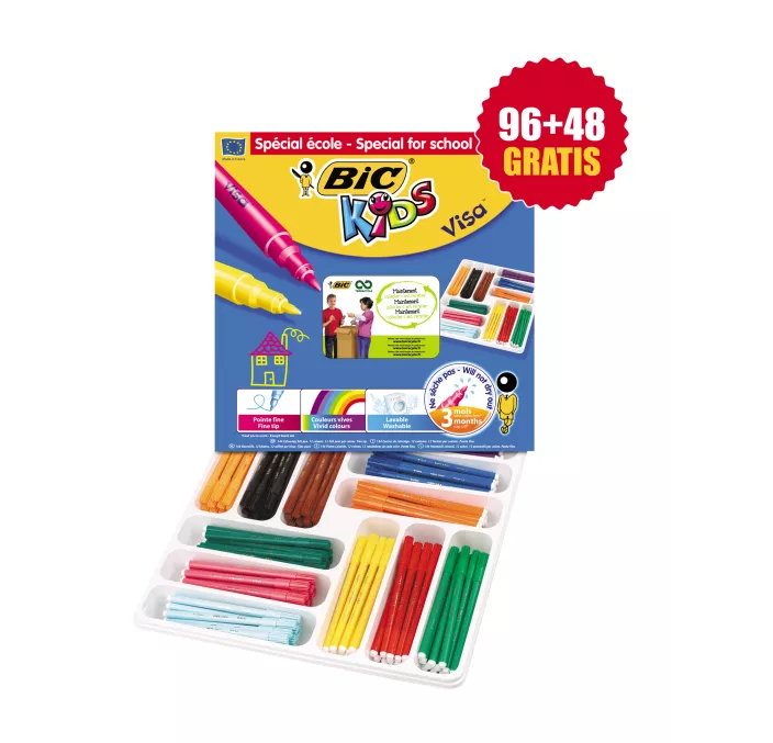 ROTULADORES COLORES SCHOOLPACK 144 UDS. (12 COLORES) VISA BIC 001038