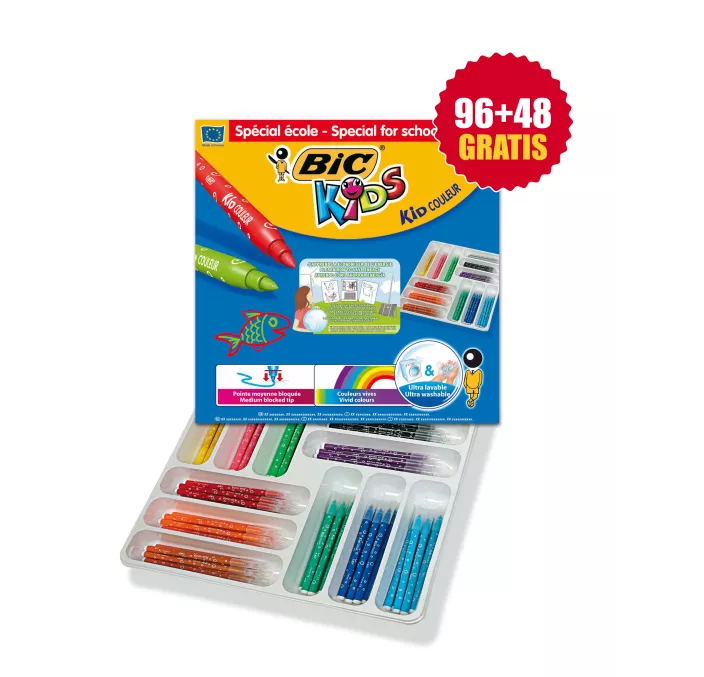 ROTULADORES COLORES BIC KID COULEUR SCHOOLPACK 144 UDS. 69199