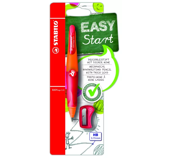 PORTAMINAS EASYERGO DIESTROS NARANJA+SACAPUNTAS STABILO