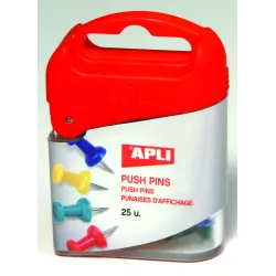 AGUJAS SEÑALIZADORAS CAMPANAS PUSH-PINS CJ.25UD. SURTIDAS APLI 12349