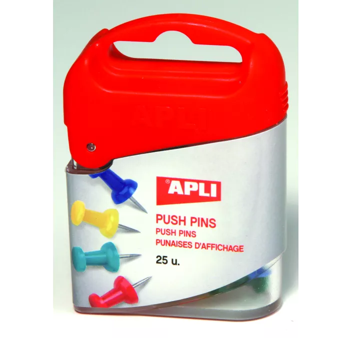AGUJAS SEÑALIZADORAS CAMPANAS PUSH-PINS CJ.25UD. SURTIDAS APLI 12349