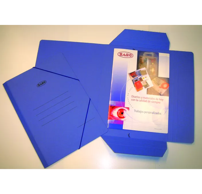 CARPETA 4º GOMAS Y SOLAPAS CARTON AZUL SARO 1012