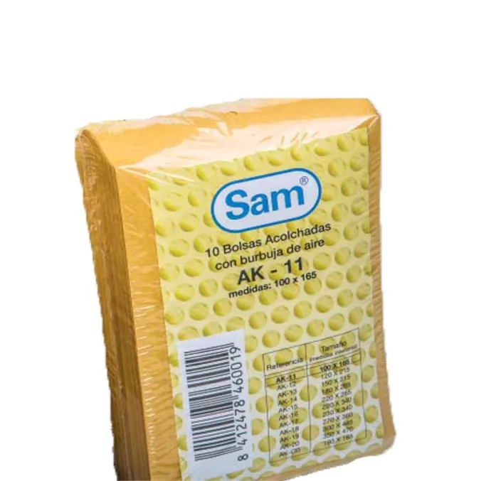 BOLSA BURBUJA KRAFT Nº11 100MMX165MM AK-11 10UDS SAM 146001
