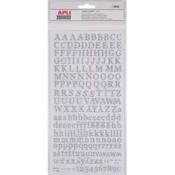 LETRAS ADHESIVAS GLITTER PLATEADAS 2 HOJAS APLI 13652