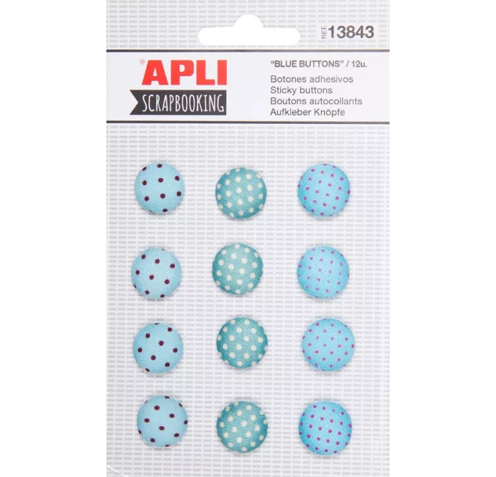 BOTONES ADHESIVOS AZULES 12UNI. APLI 13843