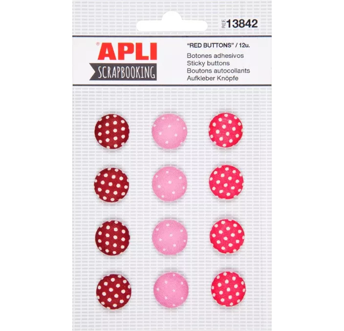 BOTONES ADHESIVOS ROJOS 12UNI. APLI 13842