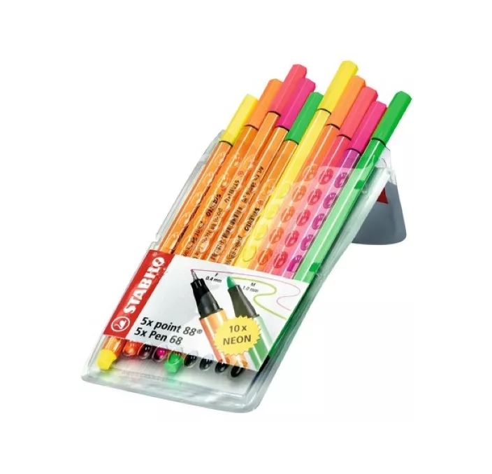 ROTULADOR 04-10 PUNTA FIBRA NEON ESTUCHE 10U SURT POINT STABILO 8868/10-1