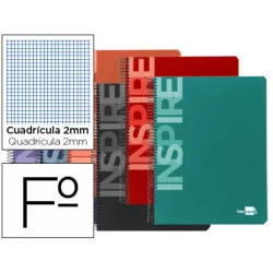 CUADERNO ESPIRAL Fº 2MM CON MARGEN 80H 60GRS TAPA DURA INSPIRE LIDERPAPEL 3