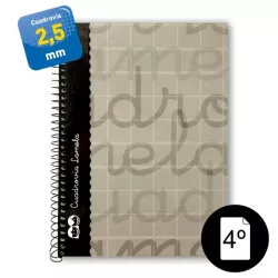 CUADERNO 4º 2,5MM 80H 70G T.DURA GRIS LAMELA 7CTE002G