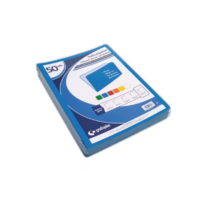 SUBCARPETA Fº 180GRS AZUL C.50 GRAFOPLAS 00017536