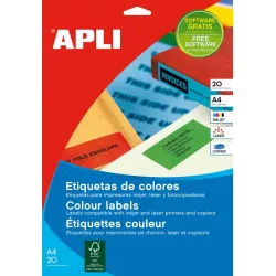 ETIQUETA A4 ROJO 20H 70X37MM APLI 01593