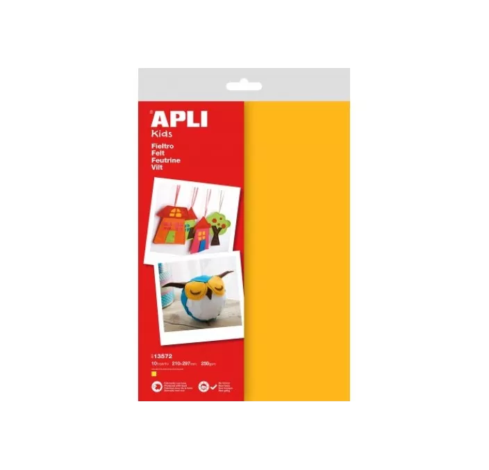 FIELTRO A4 AMARILLO 10HOJAS APLI 13572