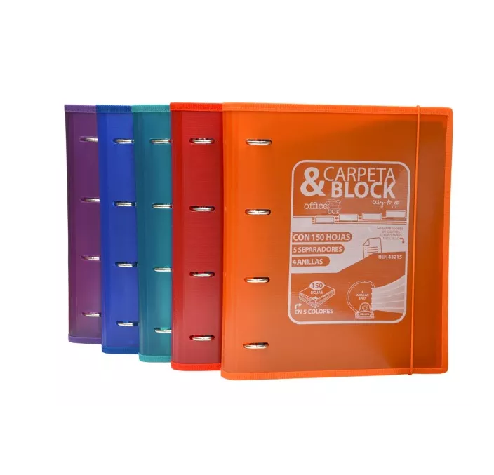 CARPETA 4 ANILLAS A4 + RECAMBIO SURTIDOS POLIPROPILENO FRAGA 43215