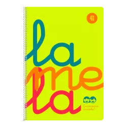 CUADERNO Fº 4MM 80H 90G TAPA PLASTIC AMARILLO FLUOR LAMELA 7FTP004A
