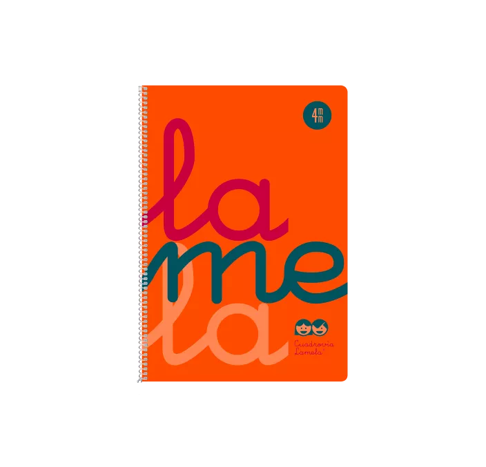 CUADERNO Fº 4MM 80H 90G TAPA PLASTIC NARANJA FLUOR LAMELA 7FTP004N