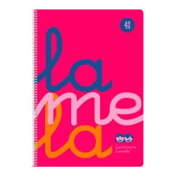 CUADERNO Fº 4MM 80H 90G TAPA PLASTIC ROSA FLUOR LAMELA 7FTP004R