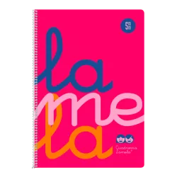 CUADERNO Fº 5MM 80H 90G TAPA PLASTIC ROSA FLUOR LAMELA 7FTP005R