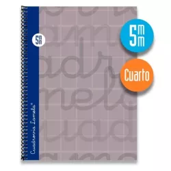 CUADERNO 4º 5MM 80H 70G TAPA DURA GRIS LAMELA 7CTE005G