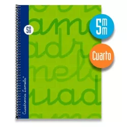 CUADERNO 4º 5MM 80H 70G TAPA DURA VERDE LAMELA 7CTE005V