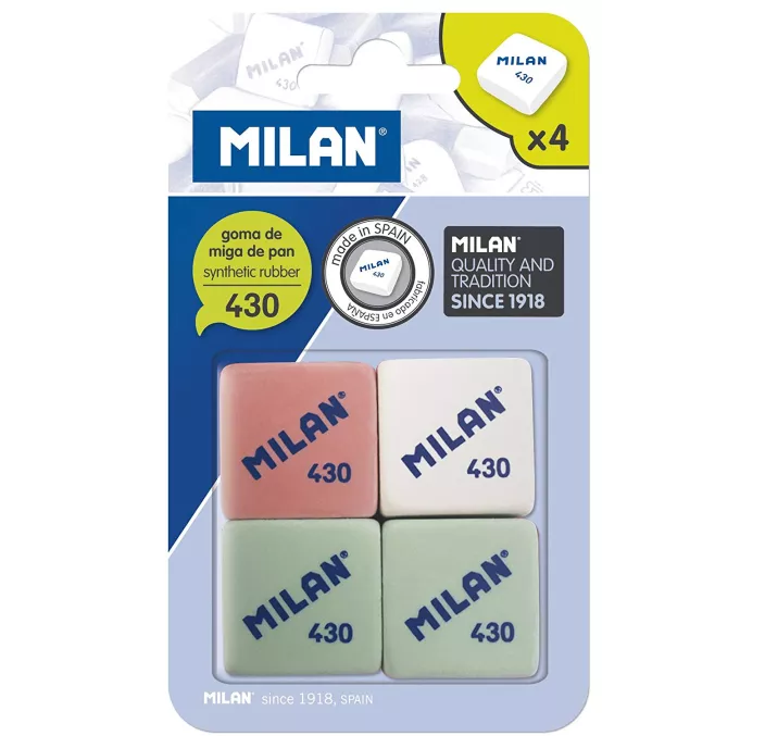 GOMA BORRAR MIGA PAN CLASICA 430 4 UNIDADES MILAN BMM9215