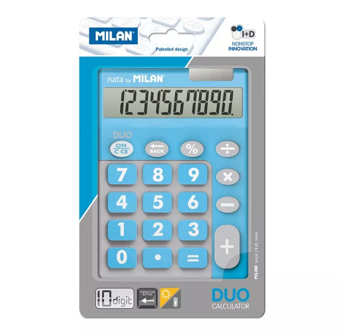 CALCULADORA 10 DIG TOUCH DUO AZUL BLISTER MILAN 150610TDBBL
