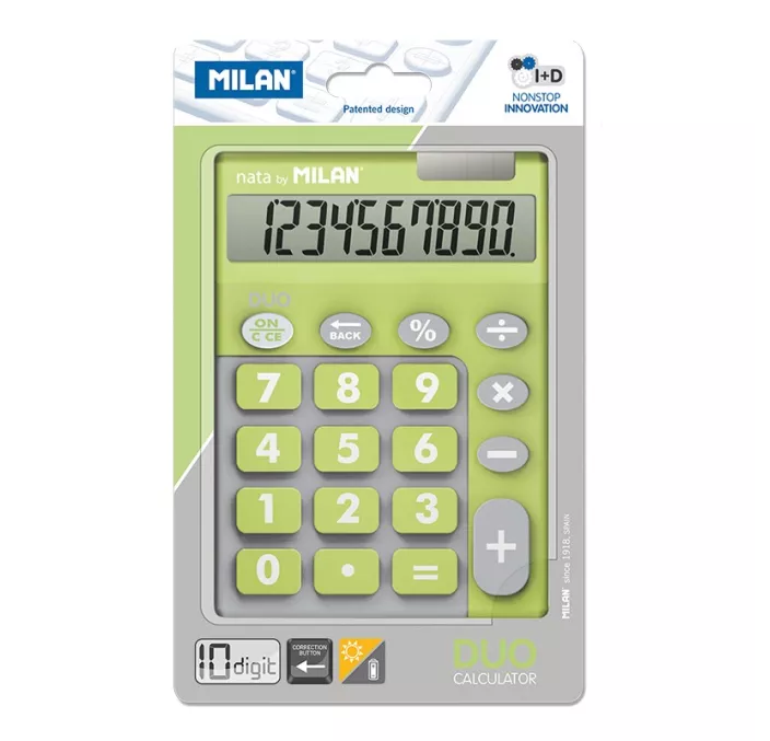 CALCULADORA 10 DIG TOUCH DUO VERDE BLISTER MILAN 150610TDGRBL