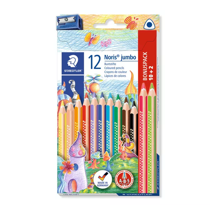 PINTURA MADERA COLOR NORIS JUMBO CJ.12UDS (10+2) SURTIDOS STAEDTLER 128 NC1