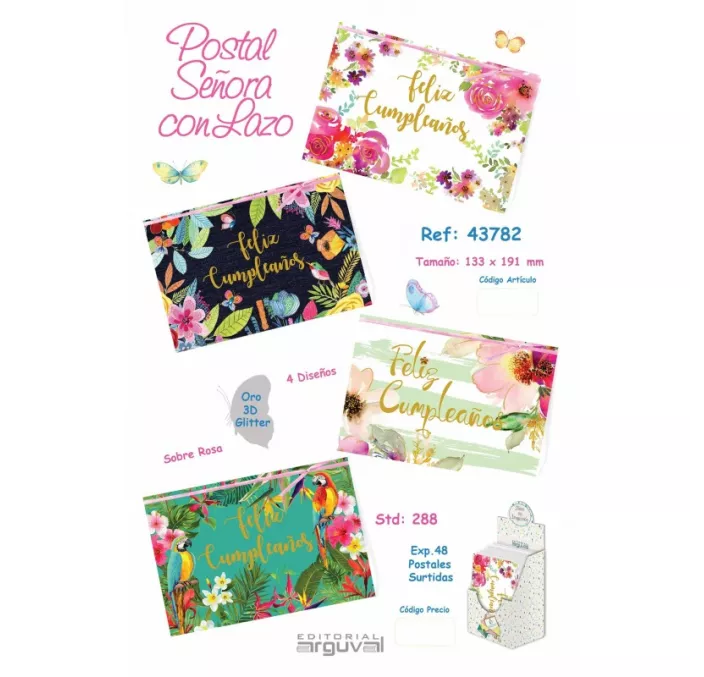 POSTAL SEÑORA CON LAZO EXP 48und ARGUVAL 43782