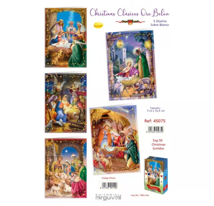 POSTAL CHRISTMAS CLASICO ORO BELEN ARGUVAL 45075