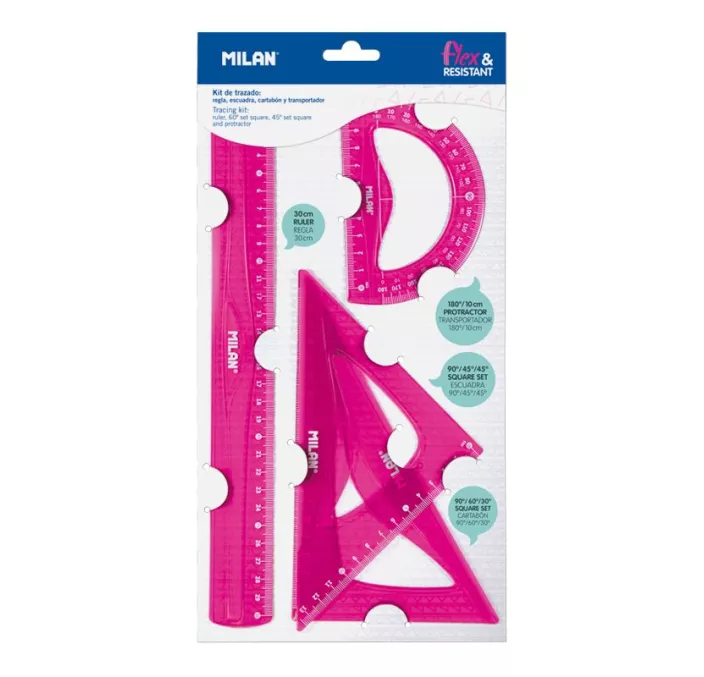 JUEGO REGLAS 4 PIEZAS FLEX&RESISTANT ROSA MILAN 359801P