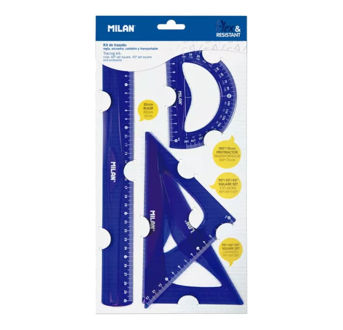 JUEGO REGLAS 4 PIEZAS FLEX&RESISTANT AZUL MILAN 359801