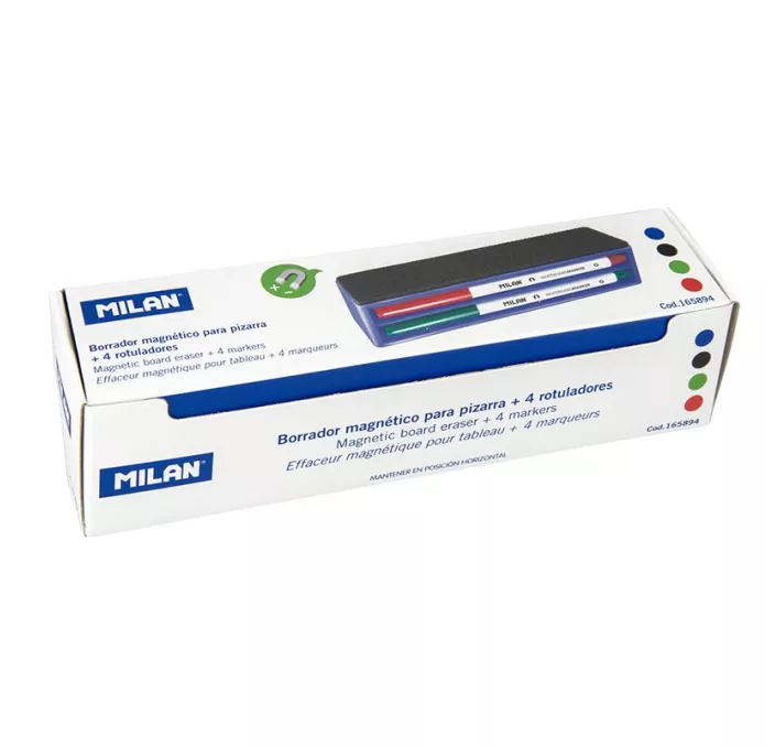 ROTULADOR PIZARRA BLANCA + BORRADOR MAGNETICO PACK.4 MILAN 165894