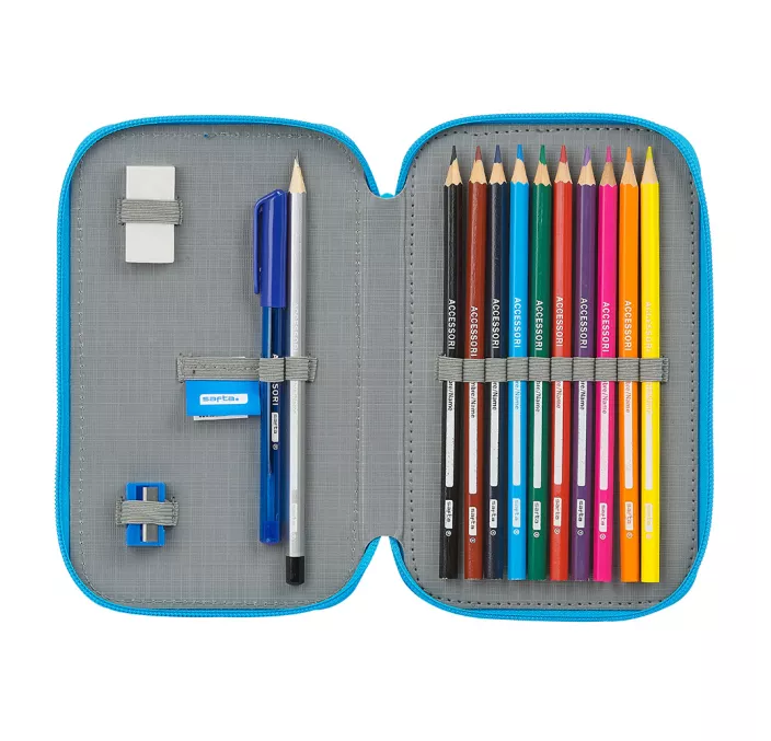 PLUMIER DOBLE PQÑO 28 pcs SUPERZINGS "SERIE 5" SAFTA 412076854