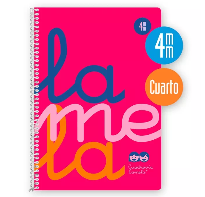 CUADERNO 4º 4MM 80H 90G TAPA PLASTIC ROSA FLUOR LAMELA 7CTP004R