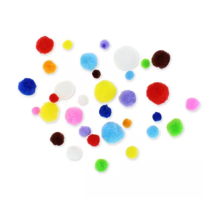 POMPONES COLORES Y TAMAÑOS SURTIDOS PACK 100UDS GRAFOPLAS 68016200